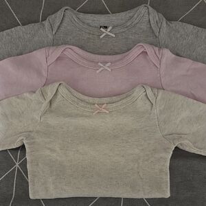 F&F Long Sleeve Kids Tees - Gray, Pink, Cream